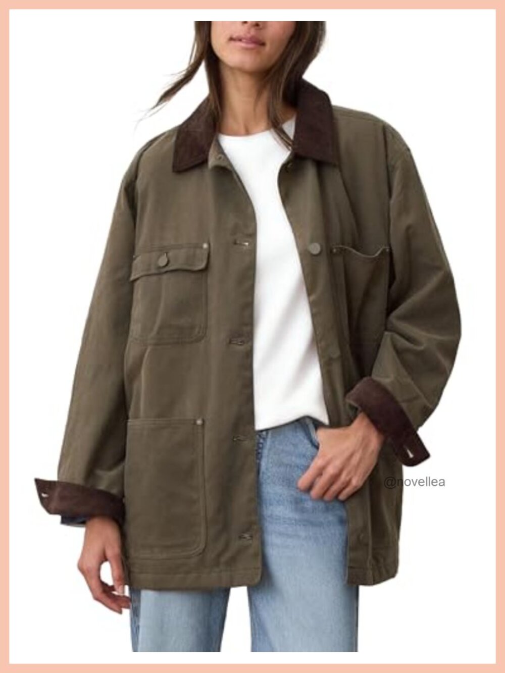 Oversized Utility Barn Jacket Corduroy Collar Cotton Coat